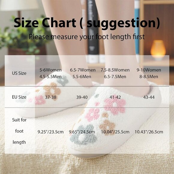 Memory Foam Slippers Winter Indoor Outdoor Fur Lined House Shoes for Women Men - Picture 3 of 7